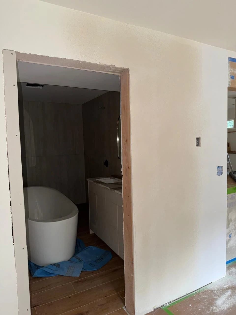 Door corner rebuilt and textured